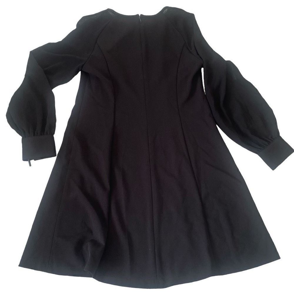 NWT Calvin Klein Puff Sheer Illusion Sleeve Dress Black Midi size 10 Event NEW - Picture 2 of 12